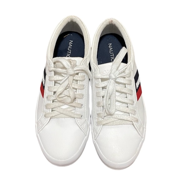 Náutica striped logo sneaker, Color white Sz 7 - Picture 2 of 9